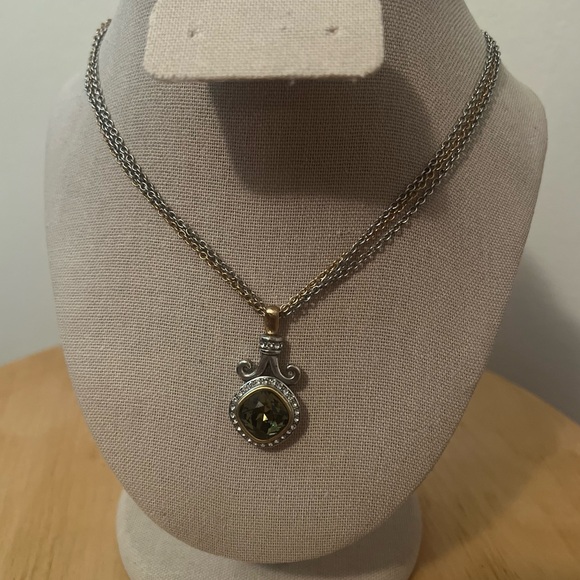 Brighton Lion's Eye Crystal Two Tone Multi Chain Necklace - Picture 2 of 7